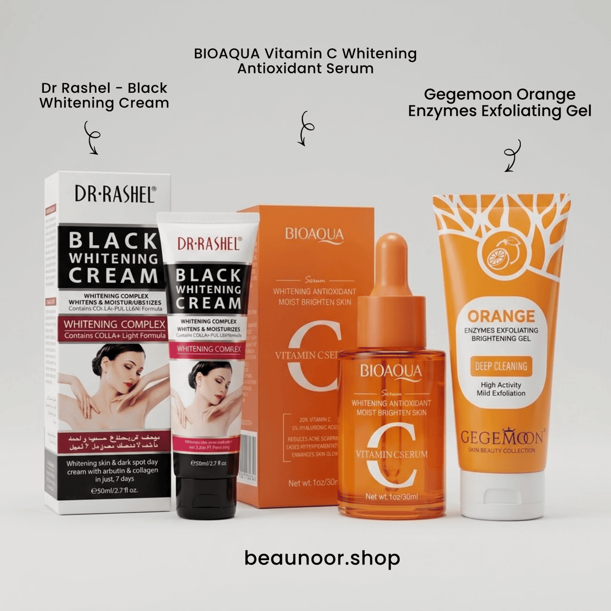 3-Step Skin Brightening & Whitening Combo Kit | BeauNoor - BeauNoor
