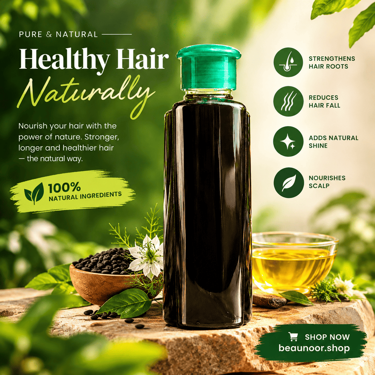 BeauNoor 16-Herb Custom Hair Oil (100% Pure & Unfiltered) - BeauNoor