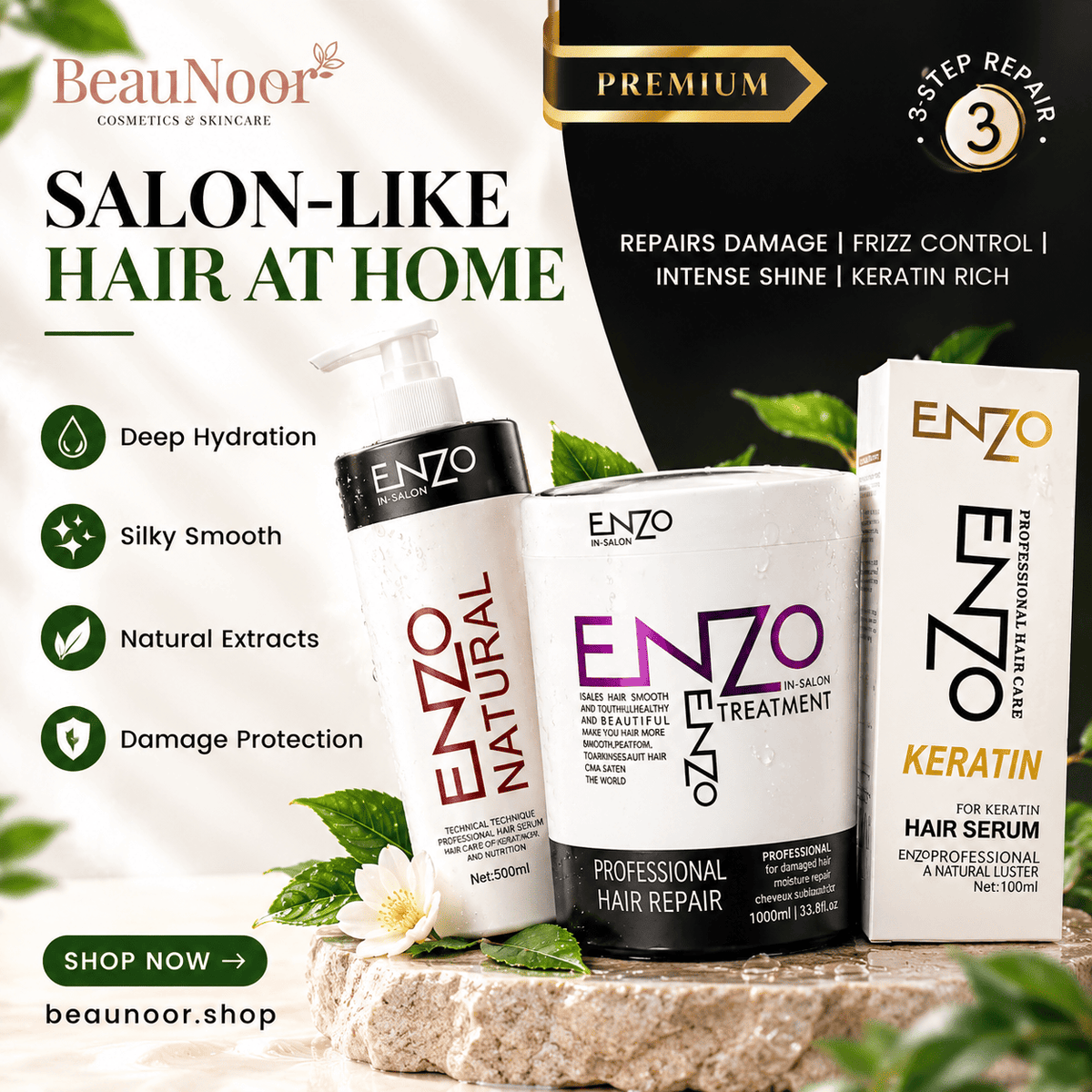 ENZO Professional Salon Hair Rescue Kit - 3 Step Routine | BeauNoor - BeauNoor