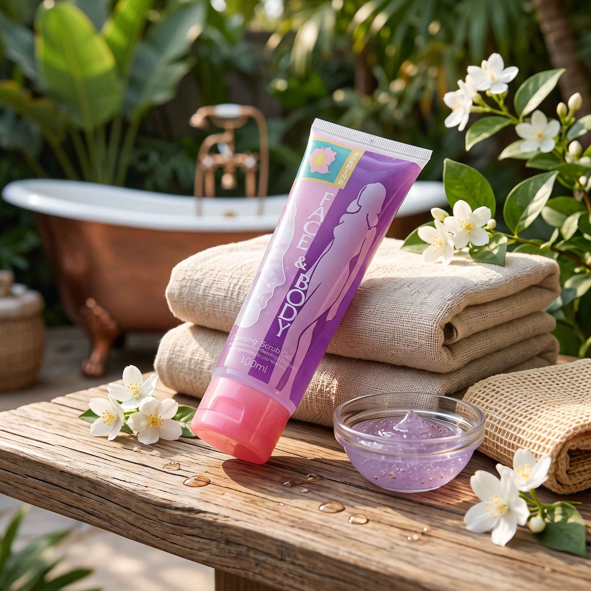 Jasmine Face & Body Cleansing Scrub Gel - 100ml Exfoliator - BeauNoor