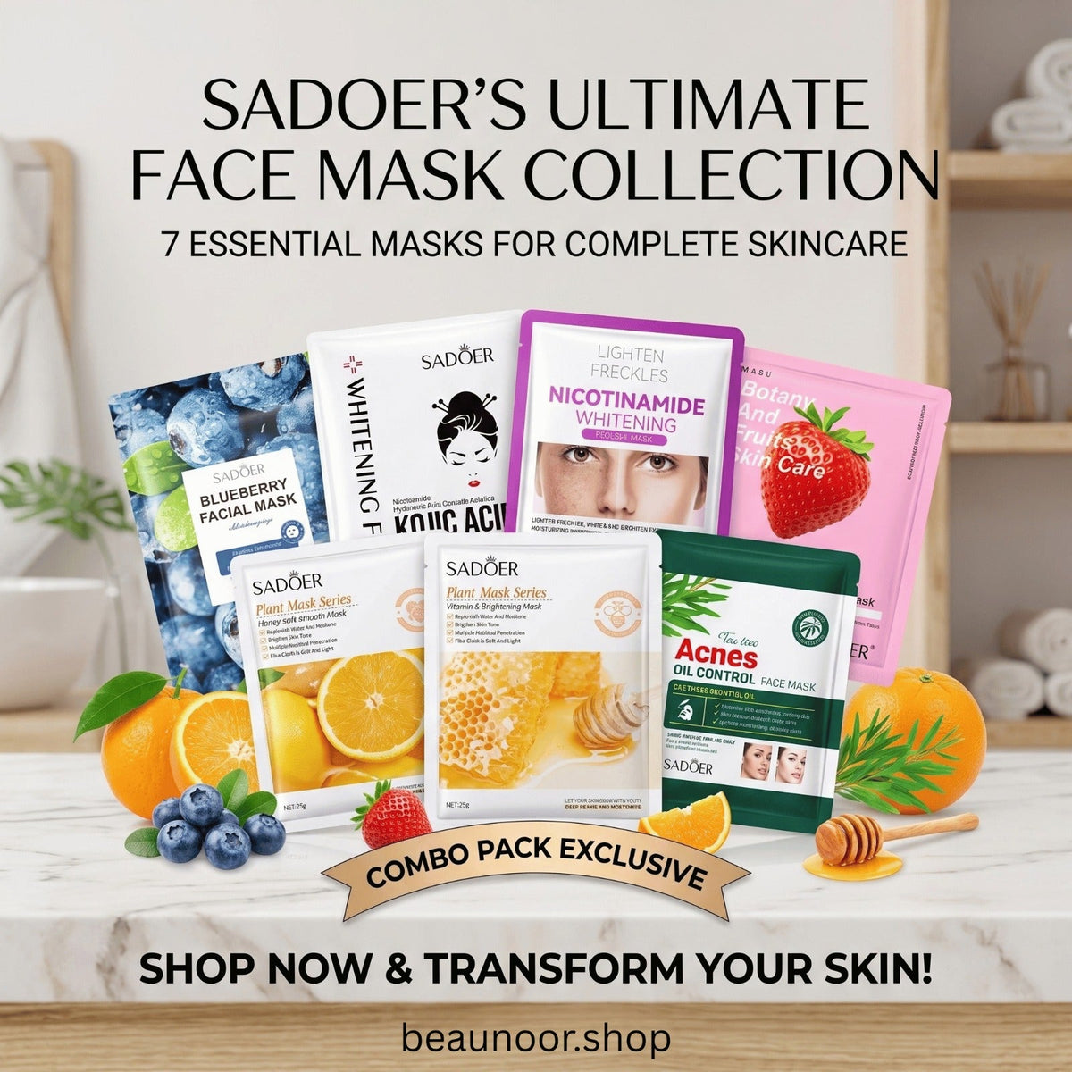 SADOER Ultimate Face Mask Collection - 7 Essential Masks Combo Pack - BeauNoor